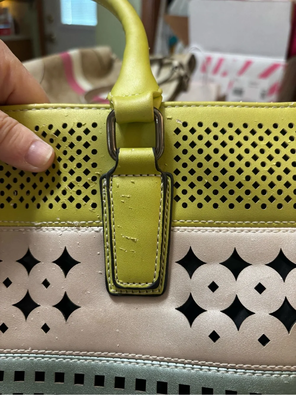 Multicolor Laser-Cut Tote Bag with Top Handles